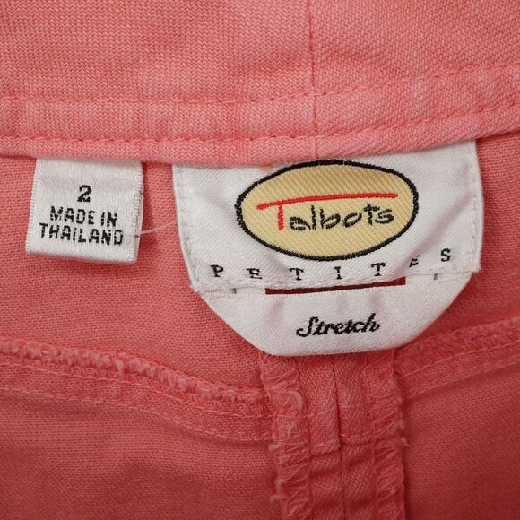 Talbots Skirt Petites 2P Salmon Pink Stretch Cotton Denim Jean Pockets Tiny Flaw - Picture 3 of 10